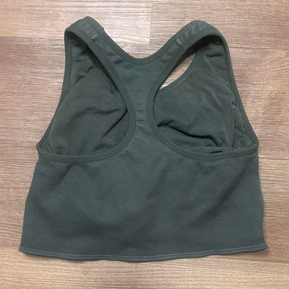 Green ribbed knit crop top - Picture 2 of 2